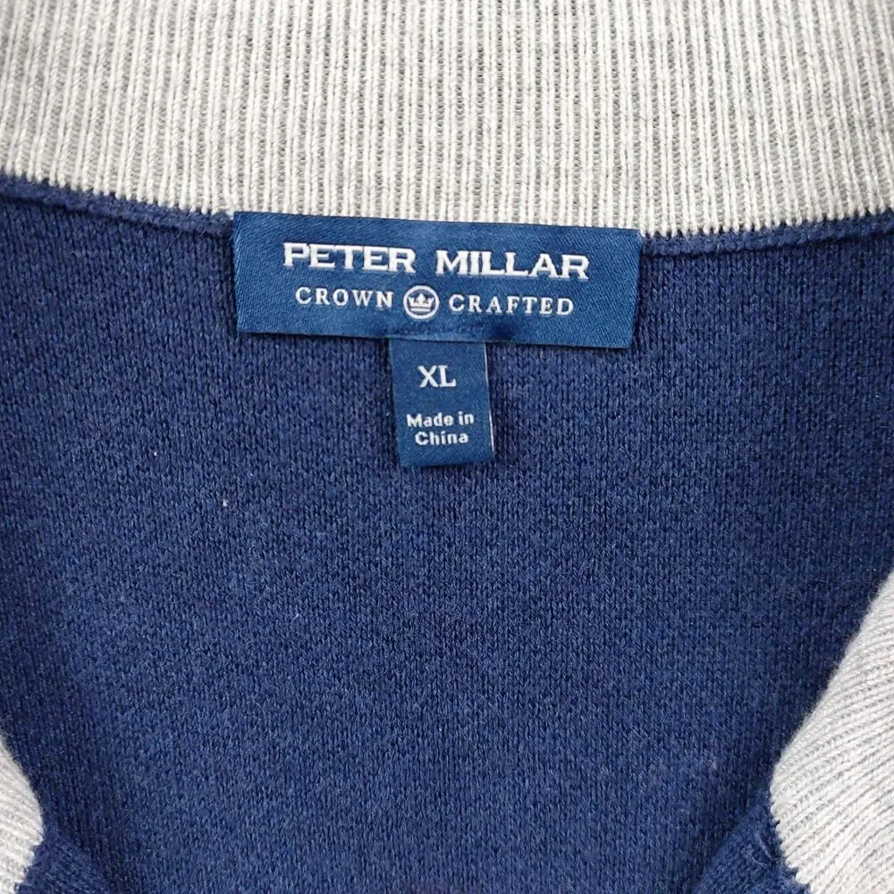 Peter Millar Crown Crafted XL Blue Quarter Zip Sweater Vest Golf